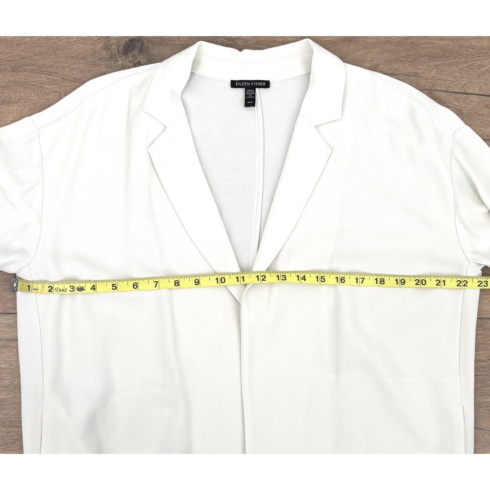 Eileen Fisher Textured Crepe Notch Collar Jacket‎ Size Medium Ivory Lyocell Boxy - Picture 5 of 10